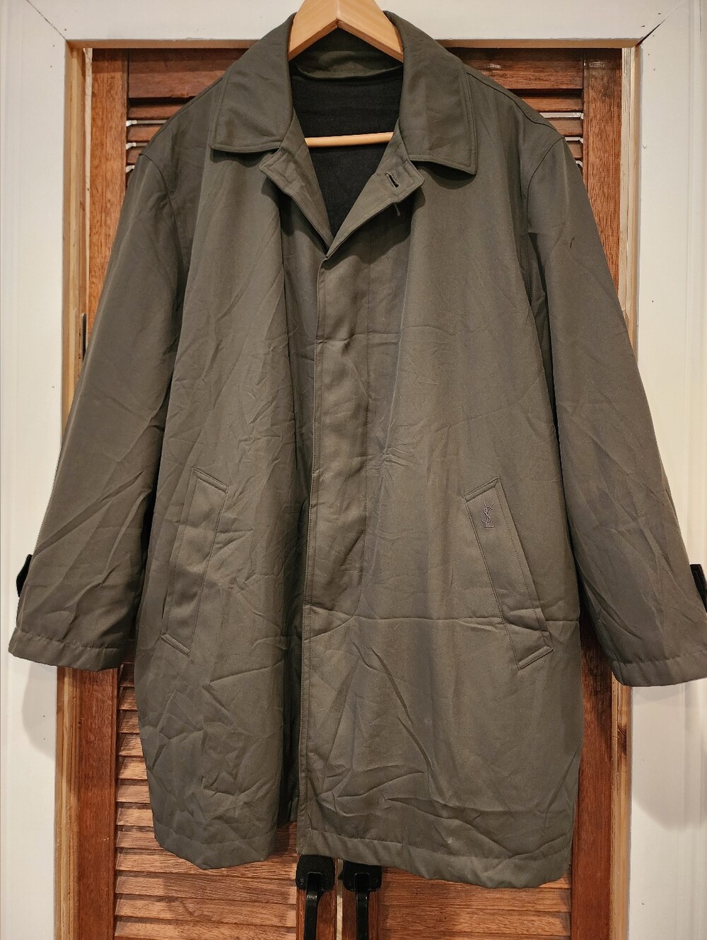 Yves Saint Laurent Men's Olive Trench Coat Size L